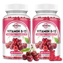 B12-vitamiini Gummies - 5000 mikrog metyylikobalamiinia rauta, C-vitamiini, D3 & Folaatti, energiatuki ja aineenvaihdunta, immuuni, B-12 Complex purutabletti miehille ja naisille, 120 kreivi, 2 pakkaus