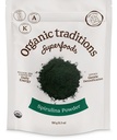 Organic Traditions Organic Spirulina Powder Vegan Ei-GMO Superfood, 5.3oz (150g) Bag, 50 tarjoilua per pussi