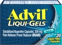 Advil Liqui-Gels Pain Reliever and Fever Reducer, Pain Medicine for Adults with Ibuprofeeni 200 mg for päänsärky, selkäkipu, kuukautiskipu ja nivelkipujen lievittäminen - 20 nestemäistä täytettyä kapselia