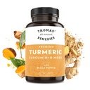 Thomas' kaikki luonnolliset korjaustoimenpiteitä Turmeric Curcumin ja inkivääri mustapippuri, Luomu Turmeeric Joint Tuki täydentää- 95% Curcumin - EI täyteaineita, Vegan - 120ct