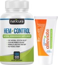 Bundle - Hem-Control Vegaani Ruoansulatuskanavan tuki täydentää (180 Count) ja Alleviate Natural Hemorrhoid Relief Cream varten polttaminen, kutina ja turvotus (1.7 oz) Plus 2 Matka-koko Putket