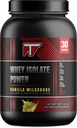 Whey Isolate Power Vanilla Milkshake, 26g 100% Whey Protein Isolate per tarjoilu rakentaa Lean Muscle - Vanilla Milkshake, 2lb- 30 Tarjoilut