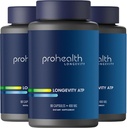 ProHealth Longevity ATP - 400 mg X 90 Servings, PeakATP patentoitu puhdas ATP säilyttää solun energia, lihasvoimaa, ja kognitiivinen toiminto, tukee sydämen terveyttä ja aineenvaihduntaa tehokkuutta (3 Pack)