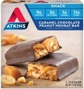 Atkins Caramel Chocolate Peanut Nougat Välipala Bar, Proteiini Välipala, Korkea kuitu, 2g sokeria, Keto Friendly, 5 Count