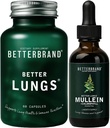 Betterbrand Parempi Keuhkot Health Pack - Paremmat Keuhkot Kapselit & Müllein Leaf Tincture Drops ... Täydellinen hengitysteiden terveys täydentää ...