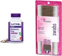 Natrol Melatoniini 5 mg nopeasti ratkaista 200 tablettia & sveitsiläiset puuvilla Swabs 300
