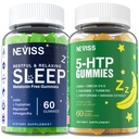 Melatoniini vapaa uniapu Gummies + 5-HTP Gummies aikuisille , kanssa GABA, L-Theanine, L-Tryptofaani, Magnesium, Ashwagandha, Turmeric - ei-huono muoto, banaaniuute Ohje syvä rentoutumista, Rauhoitu