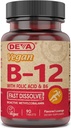 Deva Vegaani B12-vitamiinin nopea liuotus täydentää - kerran päivässä Complex 1000 Mcg Methylcobalamiini B12, Folic Acid, B6 - sitruunan maku - 90 liukenevat tabletit, 1-pakkaus
