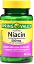 Spring Valley Flush-vapaa Niacin 500 mg aineenvaihduntatuki, 60 kapselia (pakkaus 2)