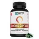 Zhou Kilpirauhasen tuki - Kilpirauhasen täydentää naisten ja miesten sinkkiä, jodia, & seleniumia, Metabolic Health Kilpirauhasen Complex Ashwagandha, Kelp - 60 kasviskapselia (pakkaus 1)
