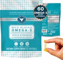 Trident Seafoods Pure Catch Wild Alaskan Fish Oil 1060mg Triple Strength Omega-3 Fish Oil Supplement naisten ja miesten - EPA ja DHA - 60 Ct. Päivittäinen Citrus Soft Gel tukee sydän, aivot ja Vision