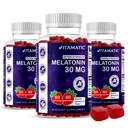 Vitamatic Sugar Free Melatoniinia 30 mg per Gummy - 60 Tarjoilua - 60 Kasvissyöjä Gummies - ei-luontotyyppi muodossa täydentää (60 Count (Pack of 3))