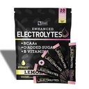 Enhanced Electrolyte Powder Stick Packs (Sitruunamarja 20 pakkausta) w/ 0 Sugar + BCAAs + B- vitamiinit Elektrolyytti Supplement w Kaliumsinkki & Magnesium for Hydration - Keto Electrolytes