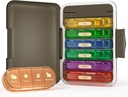 Viikottainen pilleri Organizer 4 Kertaa päivässä, 7 päivän pillerilaatikko 4X, Kannettava matkapilleri tapauksessa pillereitä / Vitamin / Fish Oil / Lääkkeet / Lisäravinteet (4x7 Musta + Rainbow)