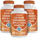 5-in-1 Ceylon Cinnamon kapselit 2355mg - Ceylon Cinnamon ja Apple Siideri Viinietikka kapselit - Turmeeric ja Panax Ginseng - Kaneli täydentää Bioperine (120ct, pakkaus 3)
