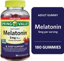 Soring Valley Melatonin Gummies, Non GMO, Strawberry Flavor, 5 mg, 180