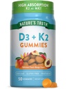 Nature's Truth D3-vitamiini + K2 Gummies ... 50 Count...