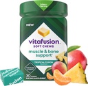 Vitafusion Soft Chews Muscle & Bone Support (1), aikuisten pureskeltava D-vitamiini luu- ja lihastuki, yksilöllisesti kääritty, Trooppinen Fusion Flavor, 30 purukumia, 30 päivän tarjonta