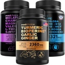 MEDCHOICE Turmeric & Inkivääri (120ct), unimelatoniini (90ct) ja nootrooppiset aivot (60ct) täydennysosa Bundle - Wellness Trio aivoille, nukkua, & Immuuni tuki - Vegan, ei-muuntogeeniset, gluteeniton