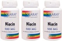 Niacin 500 mg Solaray 100 VegCaps (3 pakkaus)