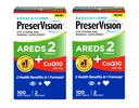 PreserVision Eye Vitamiini & Mineraali täydentää AREDS 2 Formula + CoQ10, 2-in-1 Terveysedut, 100 Softgels (2 per päivä) pakkaus 2
