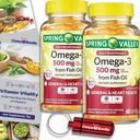 Valitse Bundle Spring Valley Fish Oil Omega 3 Rasvahappo Supplement Lemon Softgels 500 mg 60 Ct 2 pk (120 yhteensä) + Vitamiini opas ja pillerisäiliö (4 tuotetta)!