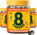 8Greens Daily Fiber Super Greens Gummies - Tangerine Maku: Boost Immune System & Dgestive Health 8 Real Greens - ei-GMO Formula, Purukumit, 50 Gummies, pakkaus 3