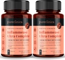 Pureclinica Inflammease Ultra Complete (Resveratrol, Inkivääri, ALA, Spirulia, Curcumin- 5 täydentää yhdessä) 1305mg x 180 tablettia - 2 pulloa 90 tablettia - 6 kuukautta Supply!