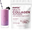 Multi Collagen Peptides Powder, Collagen Peptides for Women & Men, Collagen Powder with Hyaluronic Acid, Biotin, Tyypit I, II, III, V, X, Promotes Hair, Nail, Skin, Bone and Joint Health (1 lb)