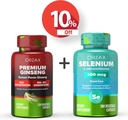 ORZAX Premium Ginseng 120 Vegatable kapselit ja Selenium 200 Mg 180 Vegatable kapselit, Bundle
