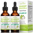 2 Pack Soursop Graviola Liquid Drops - 2000mg Pure Soursop Extract Sekoitettu 300 mg Sea Moss & 100mg Elderberry - Tehokas Cell tuki, antioksidantti-Rich, immuuni Boosting - 4 Fl Oz (120ml) pullo