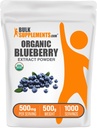 BulkSupplements.com Organic Blueberry Extract Powder - Blueberry Extract täydennysosa, antioksidantti Support - Vegan & Gluteeniton, 500 mg per tarjoilu, 500g (1,1 lbs) (Pakkaus 1)