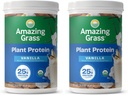 Amazing Grass Vegan Protein Powder, Plant Based Organic Blend kanssa 25 g proteiinia, Meijeri, Gluteeniton - Kermainen vanilja (10 tarjoilua) (paketti 2)