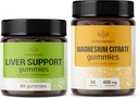 HERBAMAMA Liver Support Complex ja Magnesium Kit - Bundle of Liver Support Herbal Complex & 400 mg Magnesium Citrate Gummies - Vegan, ei-GMO, Liivate - 2 pakkaus