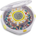 LiveFine Bluetooth automaattinen pilleri Dispenser, 28 päivän kapasiteetti, ääni & valo hälytykset, Key Lock, LCD & Easy Setup LiveFine sovellus fluoresoi, lääkkeet, vitamiinit & lisäravinteet - Clear Lid
