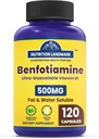 Benfotiamiini 500 mg per tarjoilu, 120 kasviskapselia (250 mg per korkki) ... Rasvaliukoinen B1-vitamiini Thiamiinin lisäravinteet 