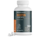 Bronson Biotin 5 000 MCG tukee terveitä hiuksia, ihoa ja kynsiä sekä energiaa tuotanto - korkea potenssi Kauneus tuki - ei-GMO, 360 kasvissyöjä tablettia
