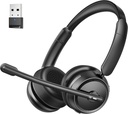 Bluetooth kuuloke, jossa on tekoälyä Cananceling Microphone, Stereo HiFi Bluetooth-kuulokkeet, USB Dongle tietokonetoimistolle Skype Zoom Meeting Trucker