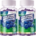 Kreatiini Monohydraatti Gummies Complex miesten & naisten - Advanced Formula W/L-Tauriini + B12-vitamiini, sokeriton purutabletti, 180 mustikka Gummies 2pack