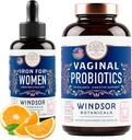 WINDSOR BOTANICALS emättimellinen probiootit ja nestemäinen rauta täydentää naisten terveyden tuki Bundle
