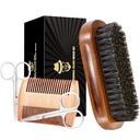 Partaharja miehille, karjunharja Black Walnut Wood Beards ja viikset Graoming Set mukaan lukien puhdas karhu bristle partaharja, parta Comb, viiksi sakset, ja matkalaukku