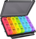 ZIKEE Viikottainen pilleri Organizer 3 Kertaa päivässä Kosteus-Resistant suunnittelu, pillerilaatikko 7 Päivä valo-Proof & Privacy Protection for Travel, Suuri viikoittain pilleri tapauksessa lääkkeitä, vitamiineja, kalaöljyjä