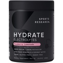 Sports Research® Hydrate Electrolytes Powder - Sokeriton ja luontaisesti maustettu vitamiineja, kivennäisaineita ja kookosvettä - Tuet Hydraation - Vadelma sitruuna - 90 tarjoilua
