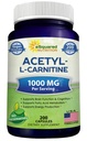aSquared Nutrition Acetyl L-karnitiini 1000 mg Max Strength - 200 kasviskapselit - suuri annostus Acetyl L Carnitine HCL (ALCAR) täydentää pillereitä tukemaan puhdasta energiaa, aivojen toiminta ja rasvahappo