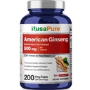 NusaPure American Ginseng 10:1 uute, 500 mg, vastaa 5000 mg - 200 kasviskapselia (kasvissyöjä, ei-GMO, Vegan)