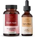HERBAMAMA Beet Root and Cat's Claw Kit - Bundle of 21:1 Keskitä Beet Root and Cat's Claw Tincture 2 fl oz - Vegan, non-GMO, sokeria & alkoholiton - 2 pakkaus
