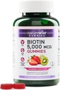 NatureWise Biotin Gummies - Tukee terveet hiukset, iho ja vahvat kynnet - B7-vitamiini 5000 mcg - Natural Beauty - Mansikka-Kiwi Flavor - Vegan, ei-GMO, Gluteeniton - 60 Count[30 päivän tarjonta]