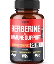 Premium Berberine Supplement with Ceylon, Ashwagandha, Turmeeric, Milk Thistle, Elderberry & Black Pepper - Tukee immuunijärjestelmää, kardiovaskulaarisia ja ruoansulatuskanavan - 60 kapselia