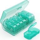 AUVON XL Weekly Pill Organizer 2 Kertaa päivässä, Pill Box 7 Päivä yhden sivun suuret aukot helppo käyttää, Cyan AM PM pilleri tapauksessa lääkkeitä, vitamiineja, kalaöljyjä, täydentää