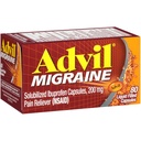 Advil Migreenikipu Reliever, solubilized Ibuprofeeni 200 mg, 80 Count, nestemäiset täytetyt kapselit, voimakas Migreeni Relief
